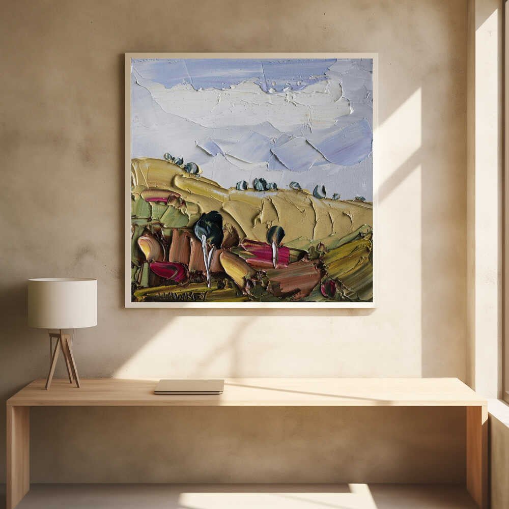 Impasto Countryside Landscape - Square Stretched Canvas, Poster or Fine Art Print by Angela Hawkey - I Heart Wall Art - Poster Print, Canvas Print or Framed Art Print