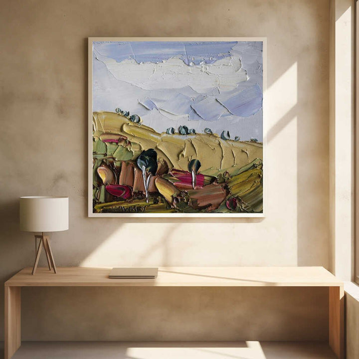 Impasto Countryside Landscape - Square Stretched Canvas, Poster or Fine Art Print by Angela Hawkey - I Heart Wall Art - Poster Print, Canvas Print or Framed Art Print