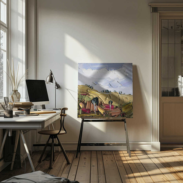 Impasto Countryside Landscape - Square Stretched Canvas, Poster or Fine Art Print by Angela Hawkey - I Heart Wall Art - Poster Print, Canvas Print or Framed Art Print