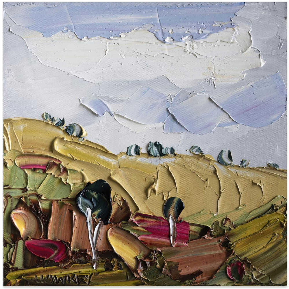 Impasto Countryside Landscape - Square Stretched Canvas, Poster or Fine Art Print by Angela Hawkey - I Heart Wall Art - Poster Print, Canvas Print or Framed Art Print