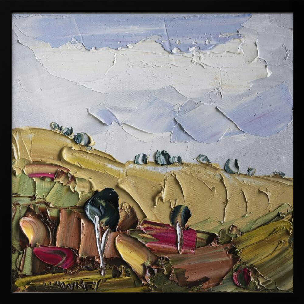 Impasto Countryside Landscape - Square Stretched Canvas, Poster or Fine Art Print by Angela Hawkey - I Heart Wall Art - Poster Print, Canvas Print or Framed Art Print
