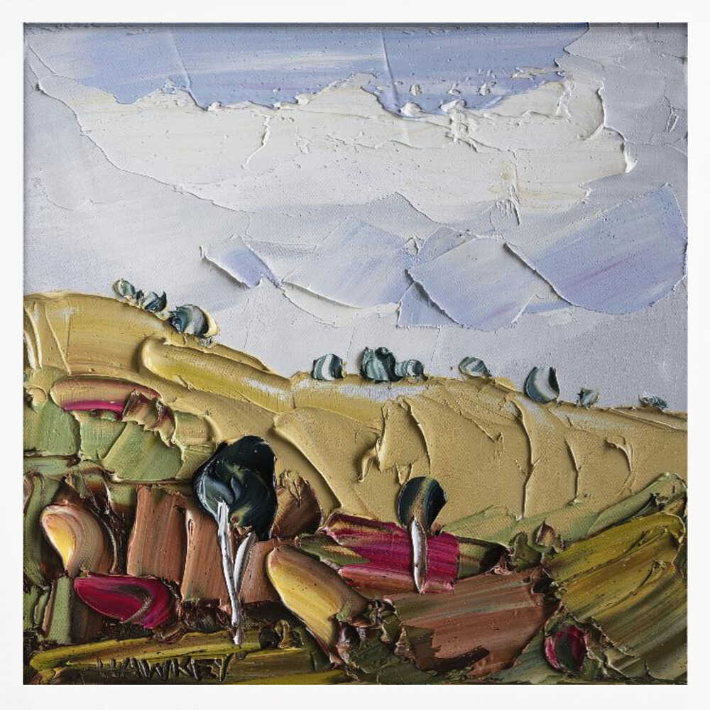 Impasto Countryside Landscape - Square Stretched Canvas, Poster or Fine Art Print by Angela Hawkey - I Heart Wall Art - Poster Print, Canvas Print or Framed Art Print