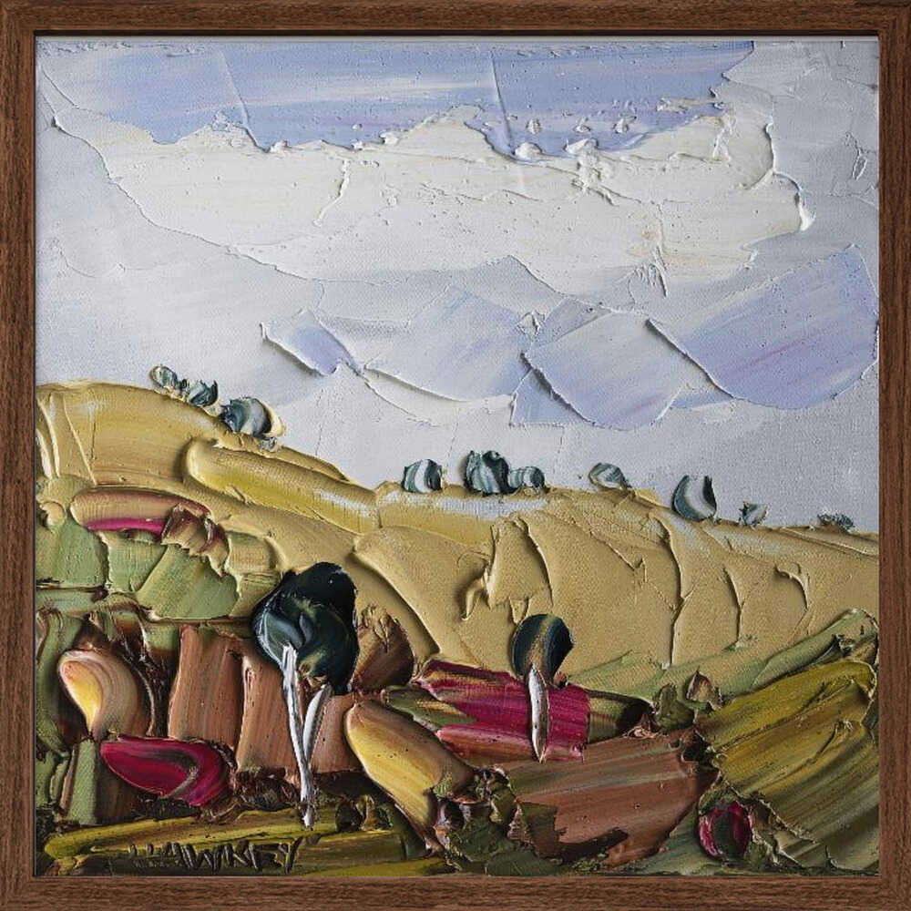 Impasto Countryside Landscape - Square Stretched Canvas, Poster or Fine Art Print by Angela Hawkey - I Heart Wall Art - Poster Print, Canvas Print or Framed Art Print