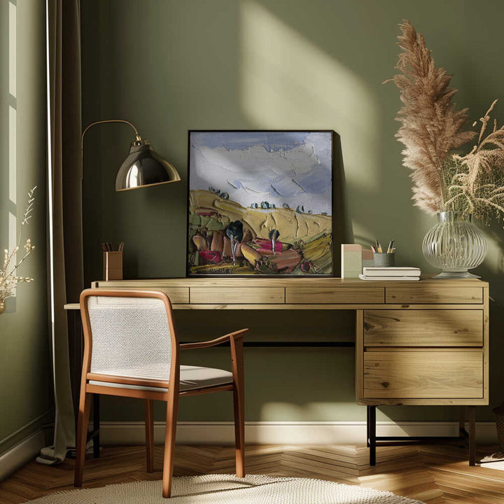 Impasto Countryside Landscape - Square Stretched Canvas, Poster or Fine Art Print by Angela Hawkey - I Heart Wall Art - Poster Print, Canvas Print or Framed Art Print