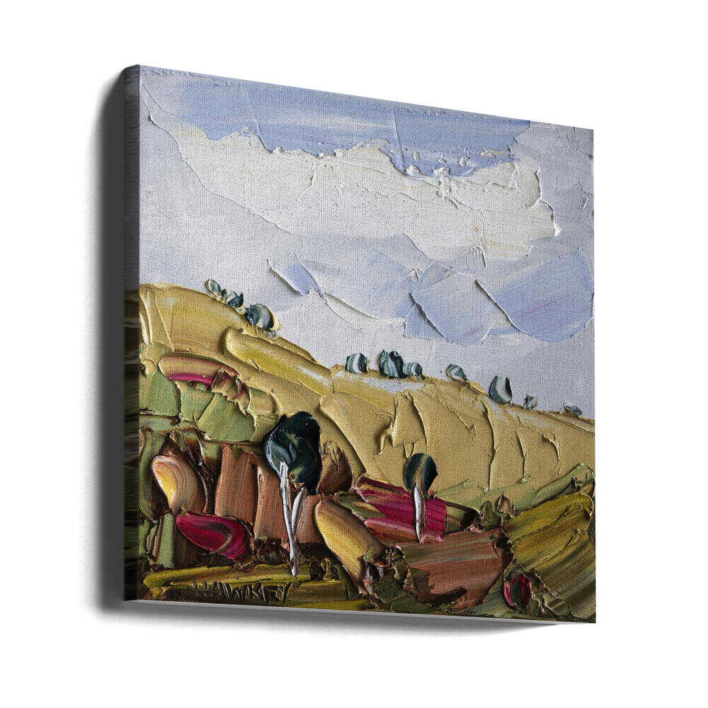 Impasto Countryside Landscape - Square Stretched Canvas, Poster or Fine Art Print by Angela Hawkey - I Heart Wall Art - Poster Print, Canvas Print or Framed Art Print