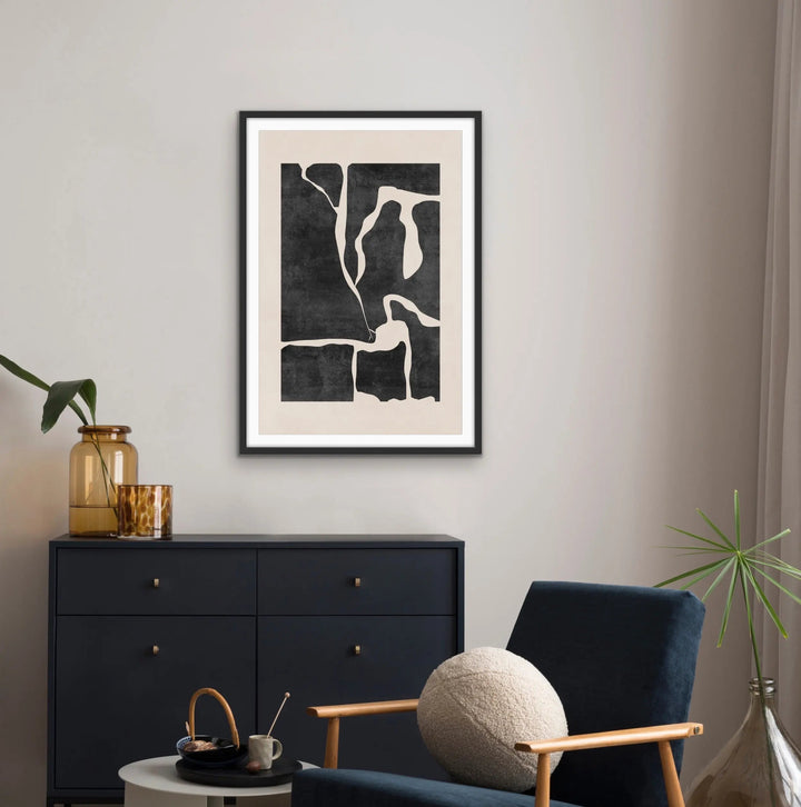 In The Earth-  Black and White Contemporary Geometric Shape Artwork Collection - Ola Collection - I Heart Wall Art
