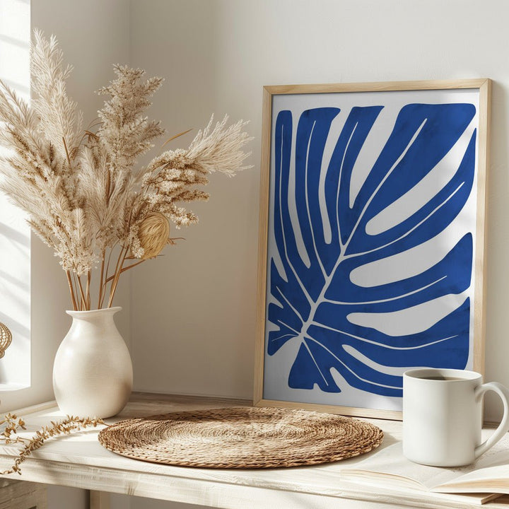 Indigo Leaf Silhouette - Stretched Canvas, Poster or Fine Art Print - I Heart Wall Art - Poster Print, Canvas Print or Framed Art Print