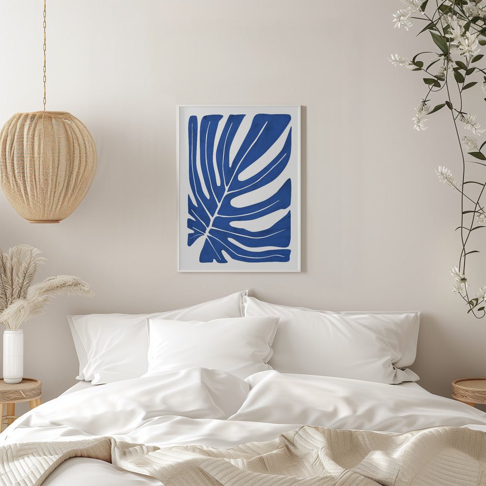 Indigo Leaf Silhouette - Stretched Canvas, Poster or Fine Art Print - I Heart Wall Art - Poster Print, Canvas Print or Framed Art Print