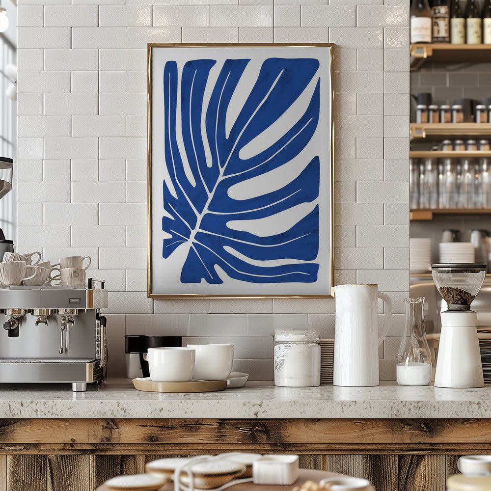 Indigo Leaf Silhouette - Stretched Canvas, Poster or Fine Art Print - I Heart Wall Art - Poster Print, Canvas Print or Framed Art Print