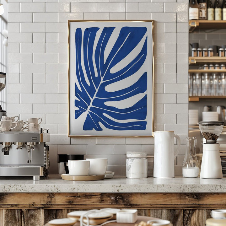 Indigo Leaf Silhouette - Stretched Canvas, Poster or Fine Art Print - I Heart Wall Art - Poster Print, Canvas Print or Framed Art Print