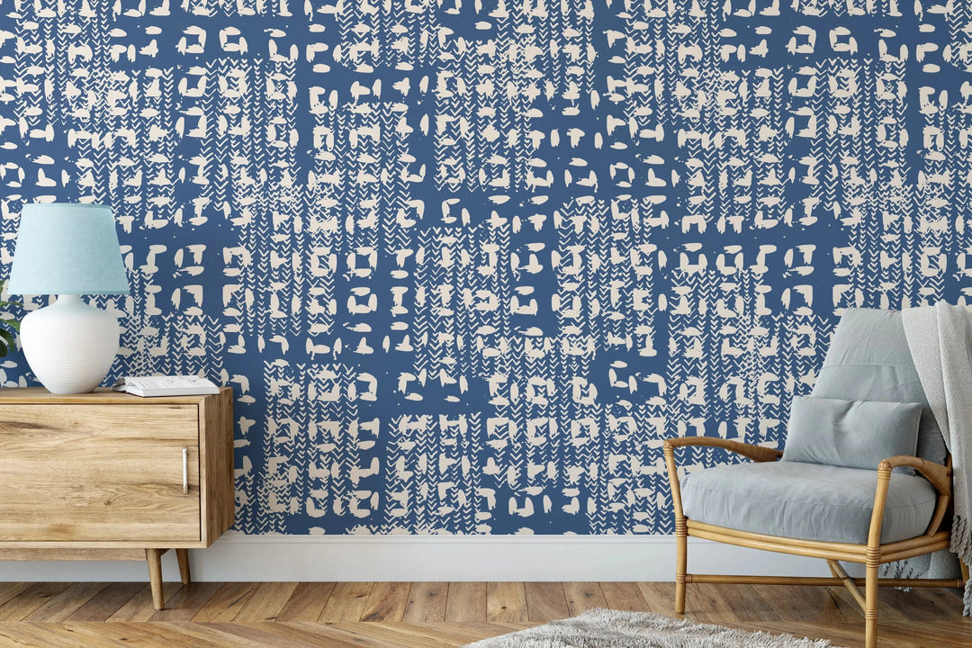 Indigo World - Blue and Cream Textured Wallpaper I Heart Wall Art Australia
