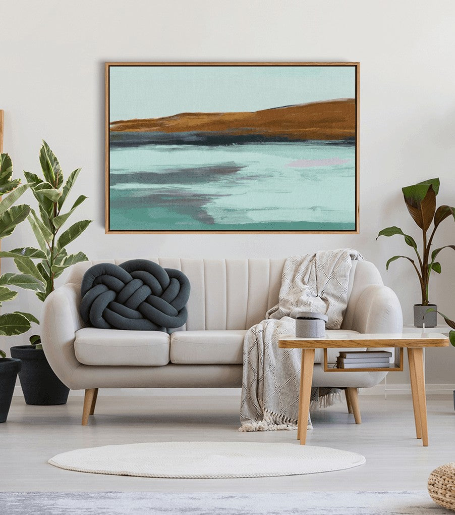 Inlet - Ochre Green Blue Boho Landscape Canvas or Art Print - I Heart Wall Art