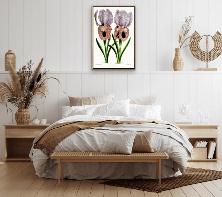 Iris of Flower artists of Kew from The Floral Magazine (1861 - 1881) by Worthington G. Smith, John N. Fitch and Walter H. Fitch - Botanical Illustration Stretched Canvas or Wall Art Print - I Heart Wall Art - Poster Print, Canvas Print or Framed Art Print