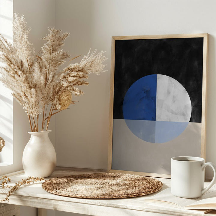 Isected Circle with Blue and White Quadrants - Stretched Canvas, Poster or Fine Art Print - I Heart Wall Art - Poster Print, Canvas Print or Framed Art Print