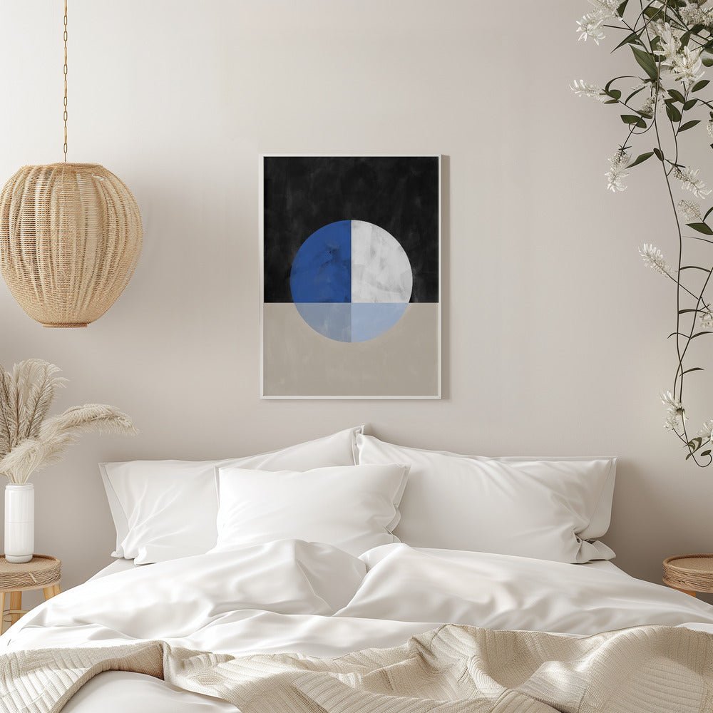 Isected Circle with Blue and White Quadrants - Stretched Canvas, Poster or Fine Art Print - I Heart Wall Art - Poster Print, Canvas Print or Framed Art Print