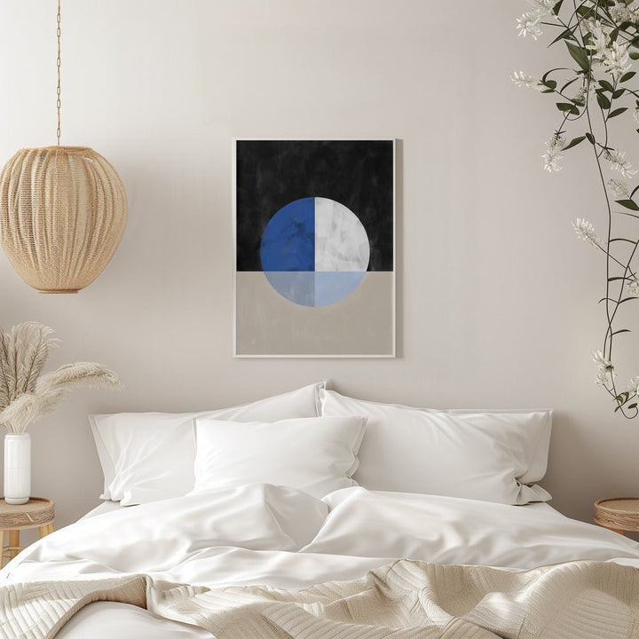 Isected Circle with Blue and White Quadrants - Stretched Canvas, Poster or Fine Art Print - I Heart Wall Art - Poster Print, Canvas Print or Framed Art Print