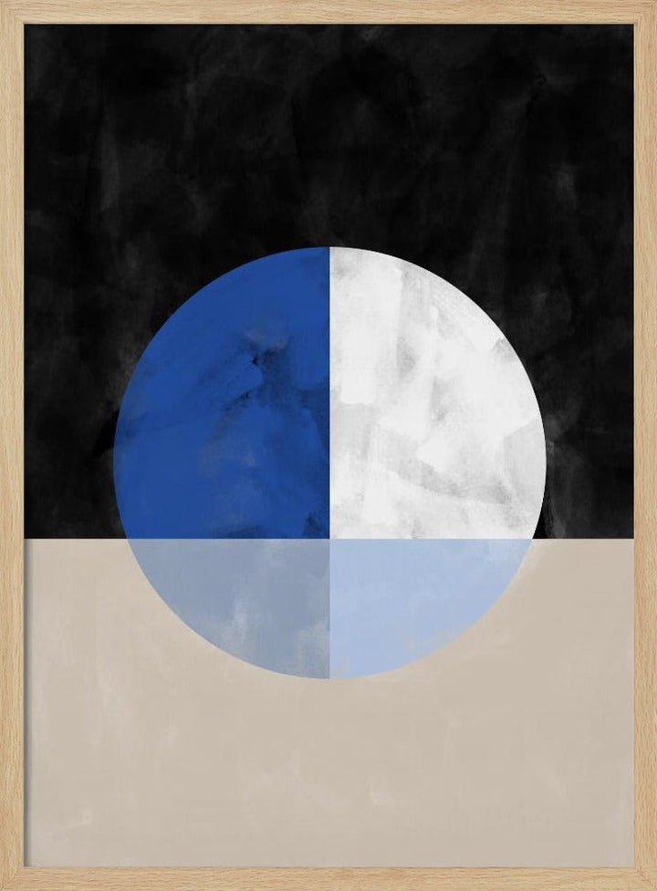 Isected Circle with Blue and White Quadrants - Stretched Canvas, Poster or Fine Art Print - I Heart Wall Art - Poster Print, Canvas Print or Framed Art Print