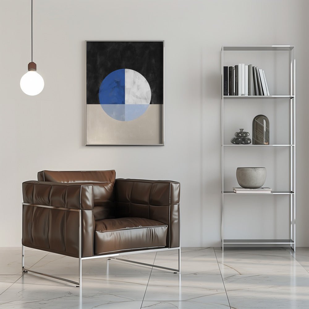 Isected Circle with Blue and White Quadrants - Stretched Canvas, Poster or Fine Art Print - I Heart Wall Art - Poster Print, Canvas Print or Framed Art Print