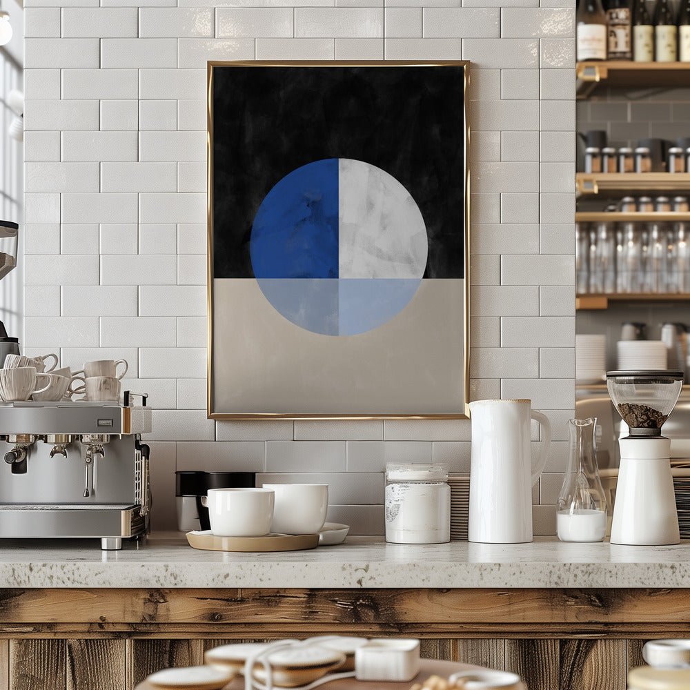 Isected Circle with Blue and White Quadrants - Stretched Canvas, Poster or Fine Art Print - I Heart Wall Art - Poster Print, Canvas Print or Framed Art Print
