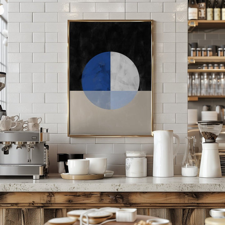 Isected Circle with Blue and White Quadrants - Stretched Canvas, Poster or Fine Art Print - I Heart Wall Art - Poster Print, Canvas Print or Framed Art Print
