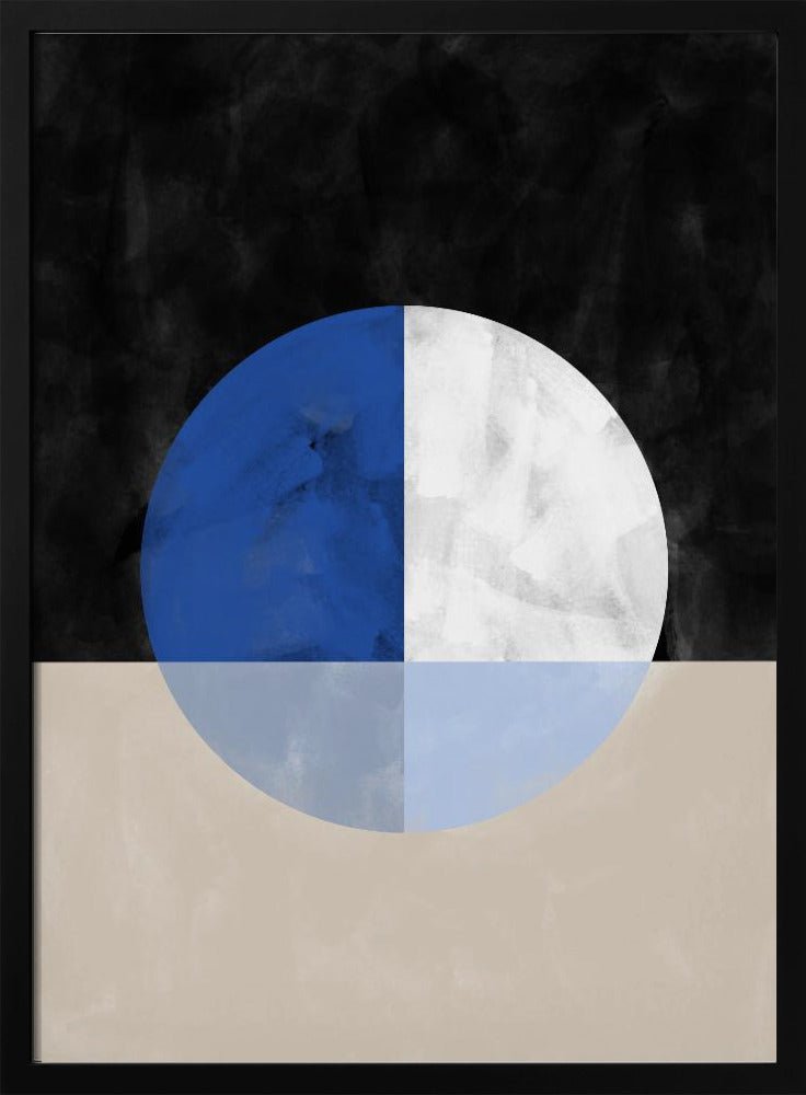 Isected Circle with Blue and White Quadrants - Stretched Canvas, Poster or Fine Art Print - I Heart Wall Art - Poster Print, Canvas Print or Framed Art Print