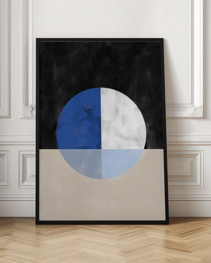 Isected Circle with Blue and White Quadrants - Stretched Canvas, Poster or Fine Art Print - I Heart Wall Art - Poster Print, Canvas Print or Framed Art Print