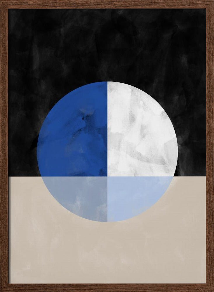 Isected Circle with Blue and White Quadrants - Stretched Canvas, Poster or Fine Art Print - I Heart Wall Art - Poster Print, Canvas Print or Framed Art Print