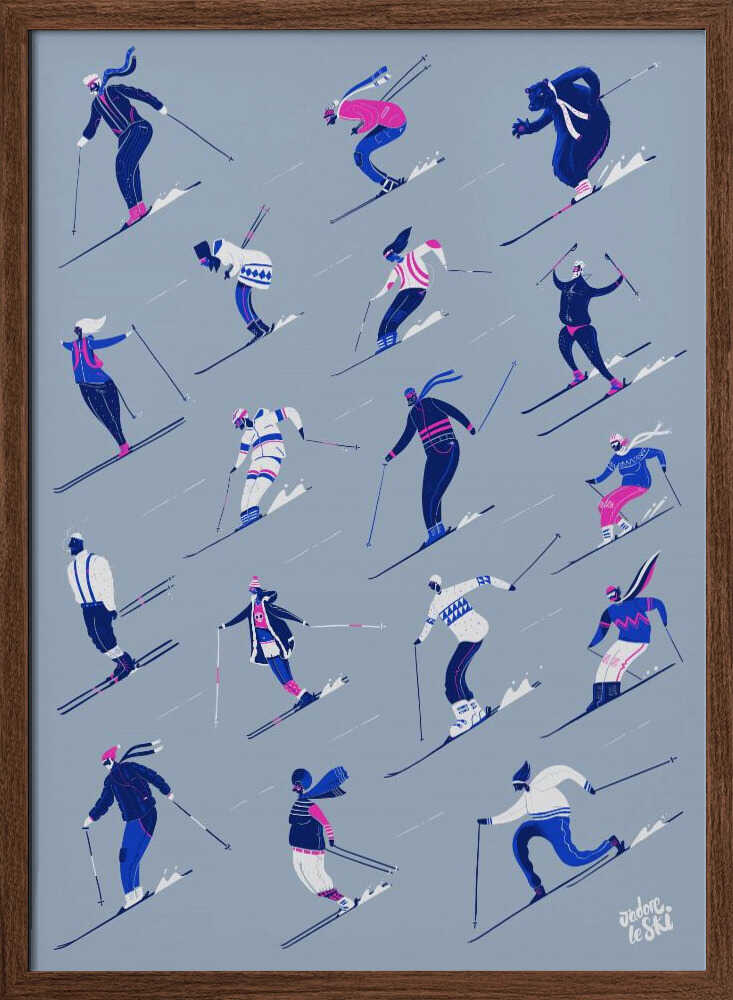 J'adore Le Ski Grey Version - Stretched Canvas, Poster or Fine Art Print - I Heart Wall Art - Poster Print, Canvas Print or Framed Art Print
