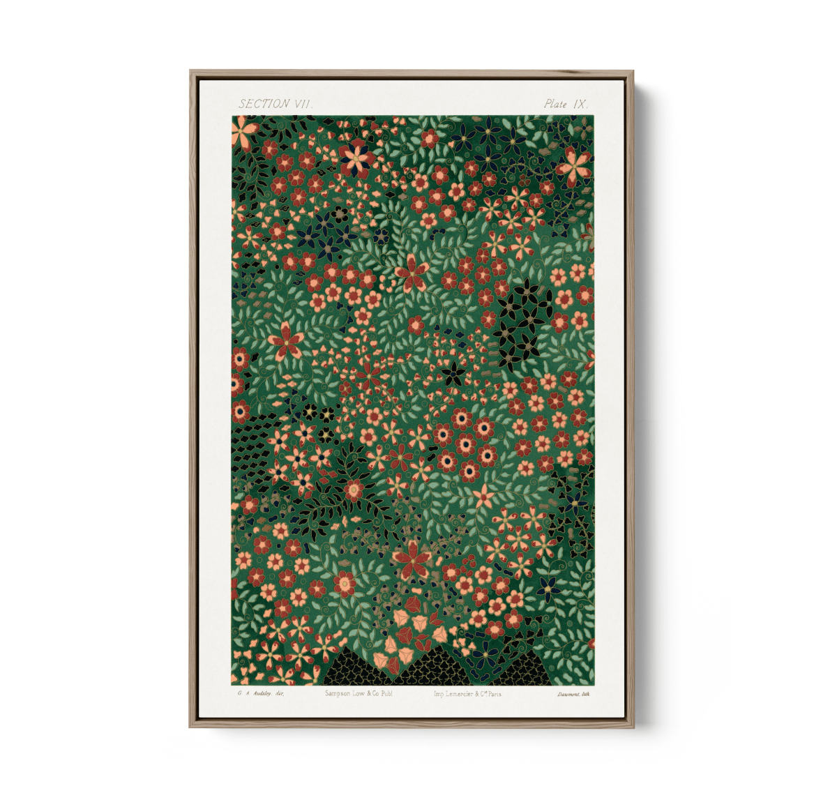 Japanese Floral Print Pattern from Section VII plate IX. by G.A. Audsley - Japanese - Stretched Canvas or Wall Art Print - I Heart Wall Art - Poster Print, Canvas Print or Framed Art Print