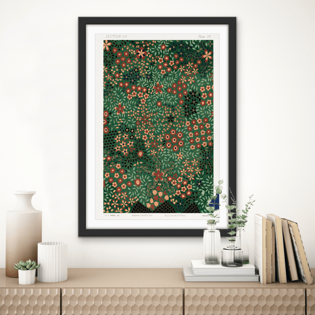 Japanese Floral Print Pattern from Section VII plate IX. by G.A. Audsley - Japanese - Stretched Canvas or Wall Art Print - I Heart Wall Art - Poster Print, Canvas Print or Framed Art Print