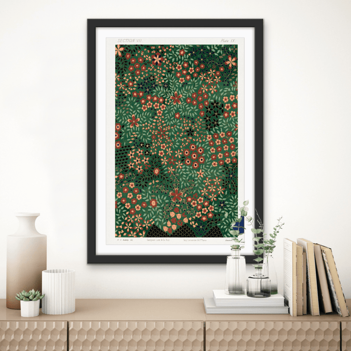 Japanese Floral Print Pattern from Section VII plate IX. by G.A. Audsley - Japanese - Stretched Canvas or Wall Art Print - I Heart Wall Art - Poster Print, Canvas Print or Framed Art Print
