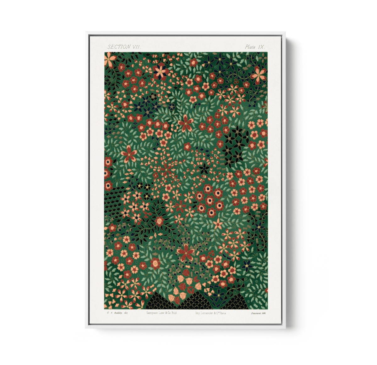 Japanese Floral Print Pattern from Section VII plate IX. by G.A. Audsley - Japanese - Stretched Canvas or Wall Art Print - I Heart Wall Art - Poster Print, Canvas Print or Framed Art Print