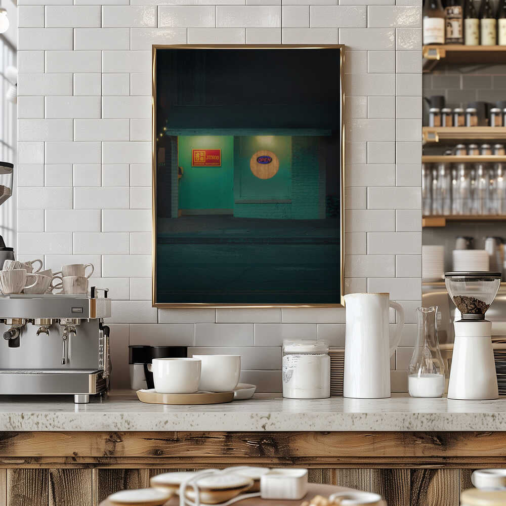 Japanese Sushi Restaurant At Night - Stretched Canvas, Poster or Fine Art Print - I Heart Wall Art - Poster Print, Canvas Print or Framed Art Print