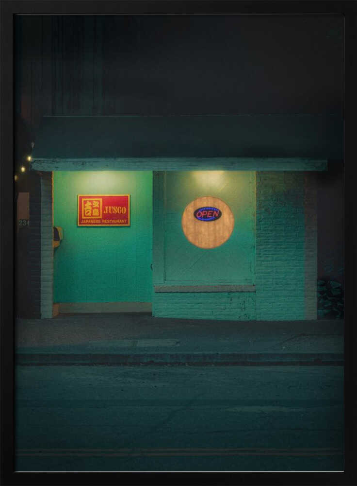 Japanese Sushi Restaurant At Night - Stretched Canvas, Poster or Fine Art Print - I Heart Wall Art - Poster Print, Canvas Print or Framed Art Print