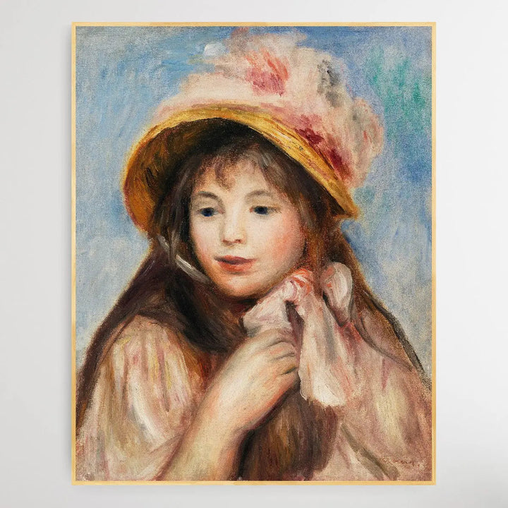 Jeune fille au chapeau rose (1894) by Pierre-Auguste Renoir I Heart Wall Art Australia 
