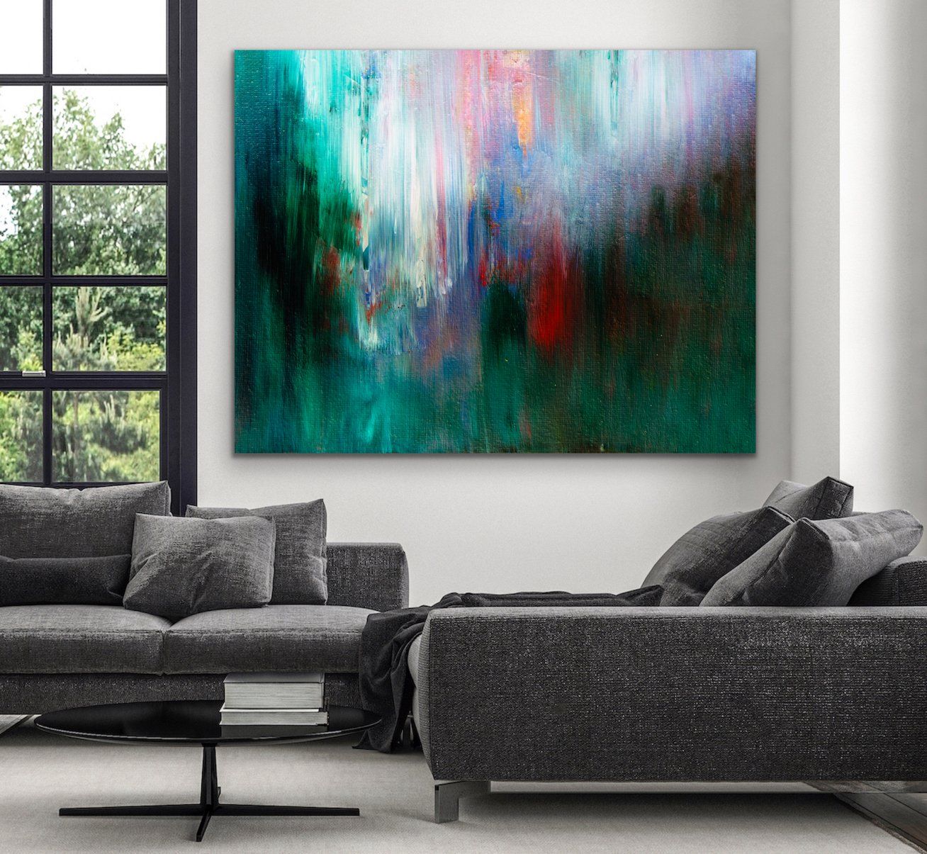 Jewel Tones - Green Abstract Stretched Canvas Print - I Heart Wall Art