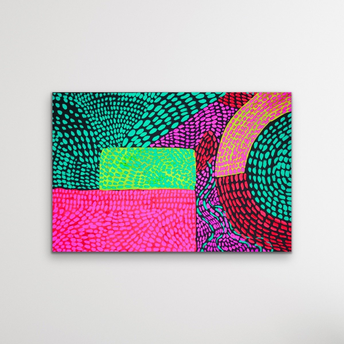 Journey – Neon Colourful Abstract Spotty Canvas Print - I Heart Wall Art