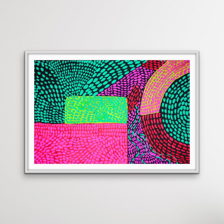 Journey – Neon Colourful Abstract Spotty Canvas Print - I Heart Wall Art