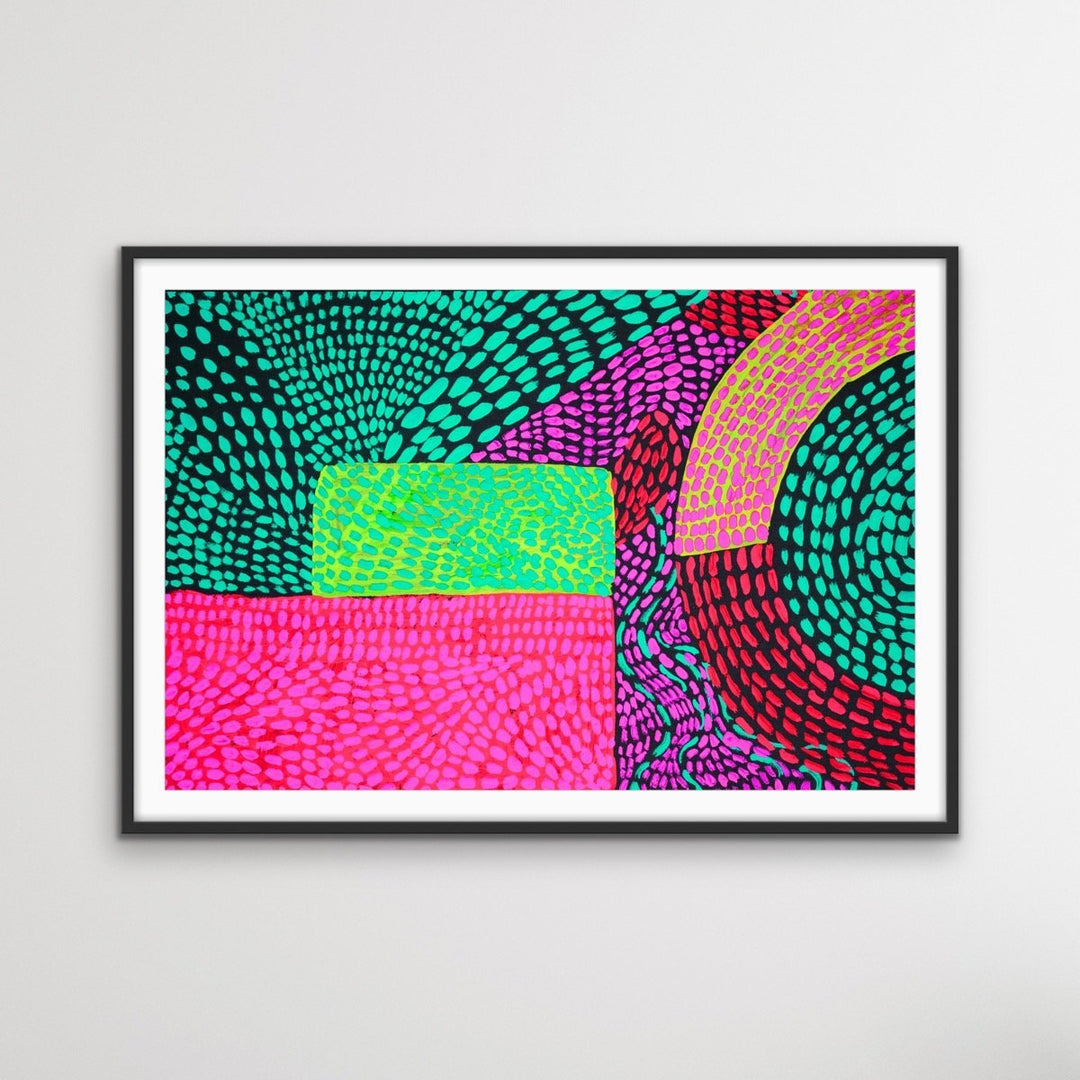 Journey – Neon Colourful Abstract Spotty Canvas Print - I Heart Wall Art