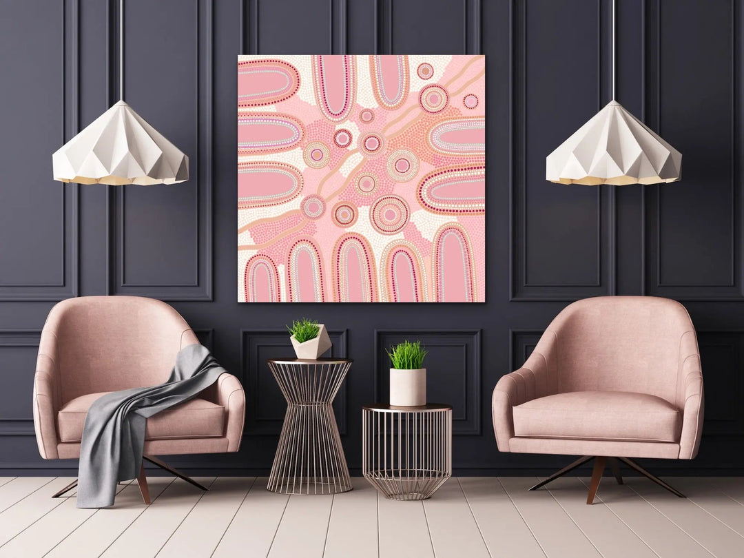 Journey Through The Mountains -Pink - Art Print By Sherri Cummins I Heart Wall Art Australia 