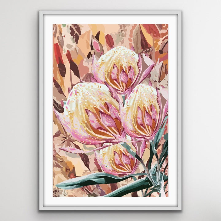 Joy - Abstract Australian Native Pink Yellow Boho Floral Original Artwork Canvas Print - I Heart Wall Art