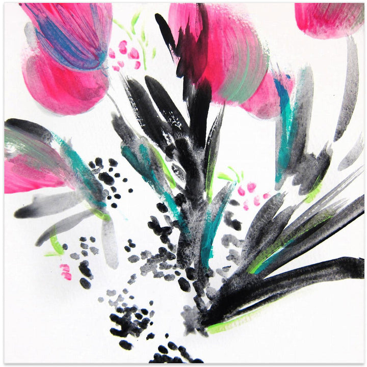 Joy Floral I - Square Stretched Canvas, Poster or Fine Art Print I Heart Wall Art