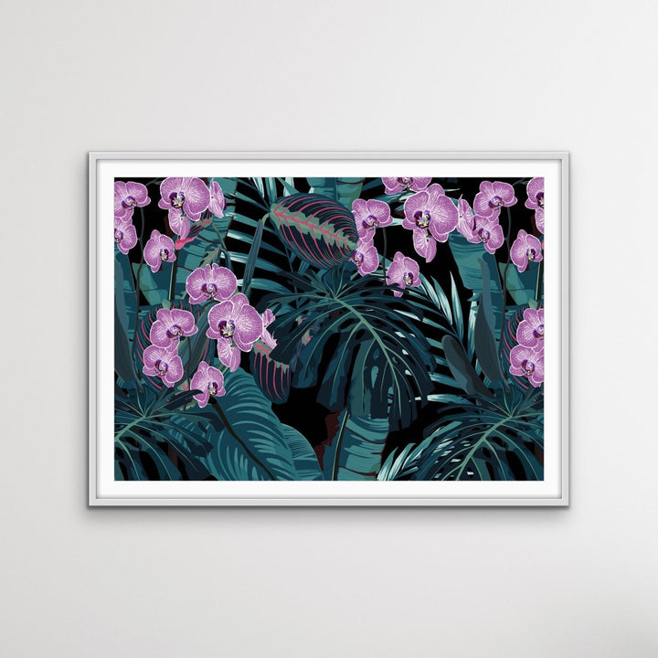 Jungle Orchid - Tropical Palm Garden Stretched Canvas Print - I Heart Wall Art