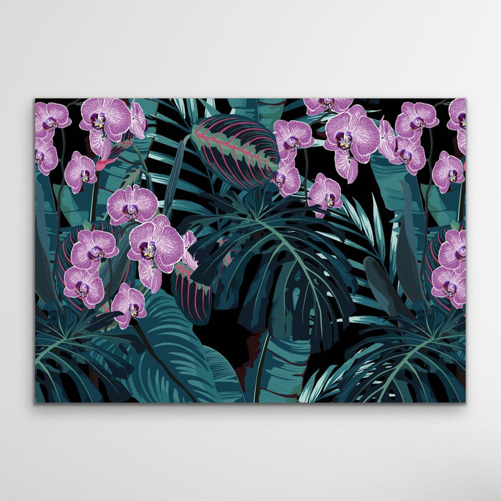 Jungle Orchid - Tropical Palm Garden Stretched Canvas Print - I Heart Wall Art