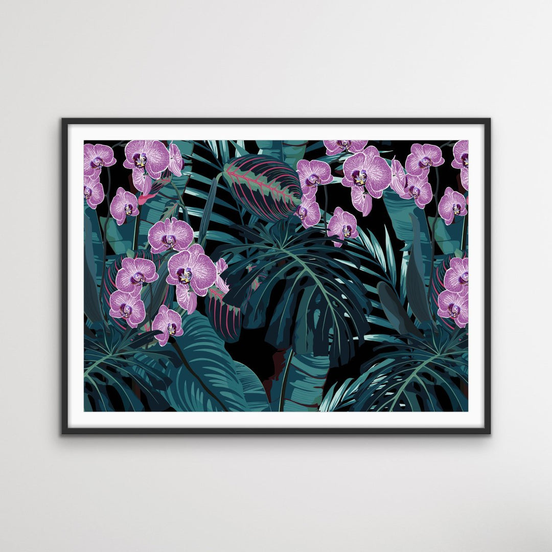 Jungle Orchid - Tropical Palm Garden Stretched Canvas Print - I Heart Wall Art