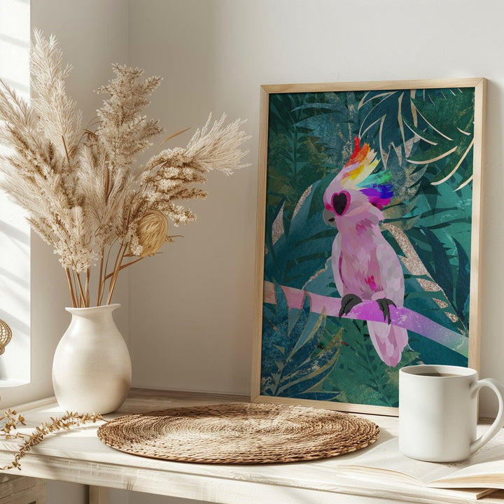 Jungle Rainbow Cockatoo - Stretched Canvas, Poster or Fine Art Print - I Heart Wall Art - Poster Print, Canvas Print or Framed Art Print