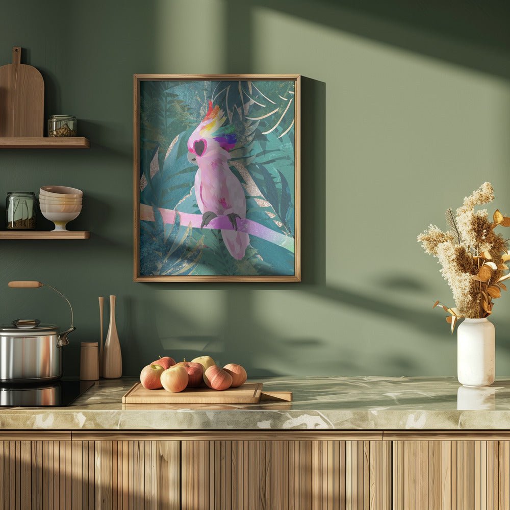 Jungle Rainbow Cockatoo - Stretched Canvas, Poster or Fine Art Print - I Heart Wall Art - Poster Print, Canvas Print or Framed Art Print