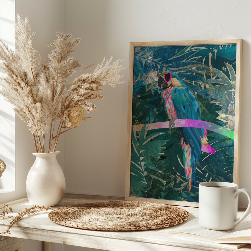 Jungle Rainbow Macaw Glasses 01 - Stretched Canvas, Poster or Fine Art Print - I Heart Wall Art - Poster Print, Canvas Print or Framed Art Print