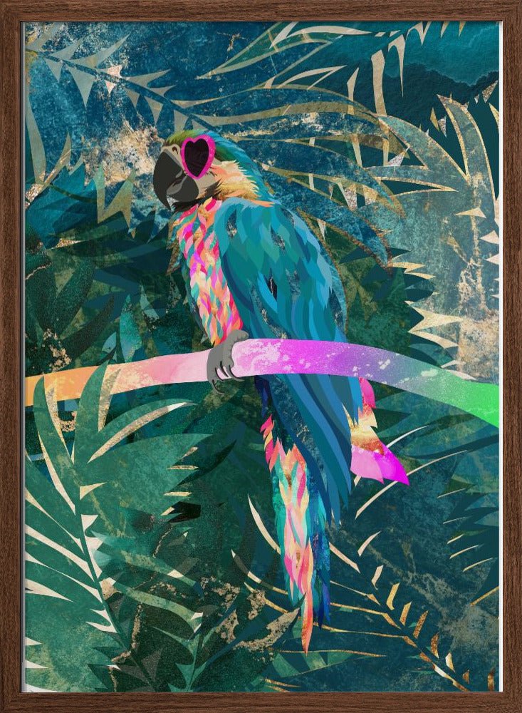 Jungle Rainbow Macaw Glasses 01 - Stretched Canvas, Poster or Fine Art Print - I Heart Wall Art - Poster Print, Canvas Print or Framed Art Print