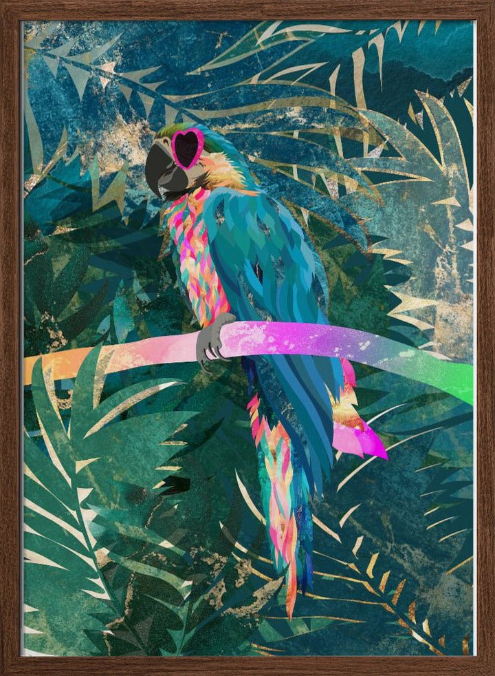 Jungle Rainbow Macaw Glasses 01 - Stretched Canvas, Poster or Fine Art Print - I Heart Wall Art - Poster Print, Canvas Print or Framed Art Print